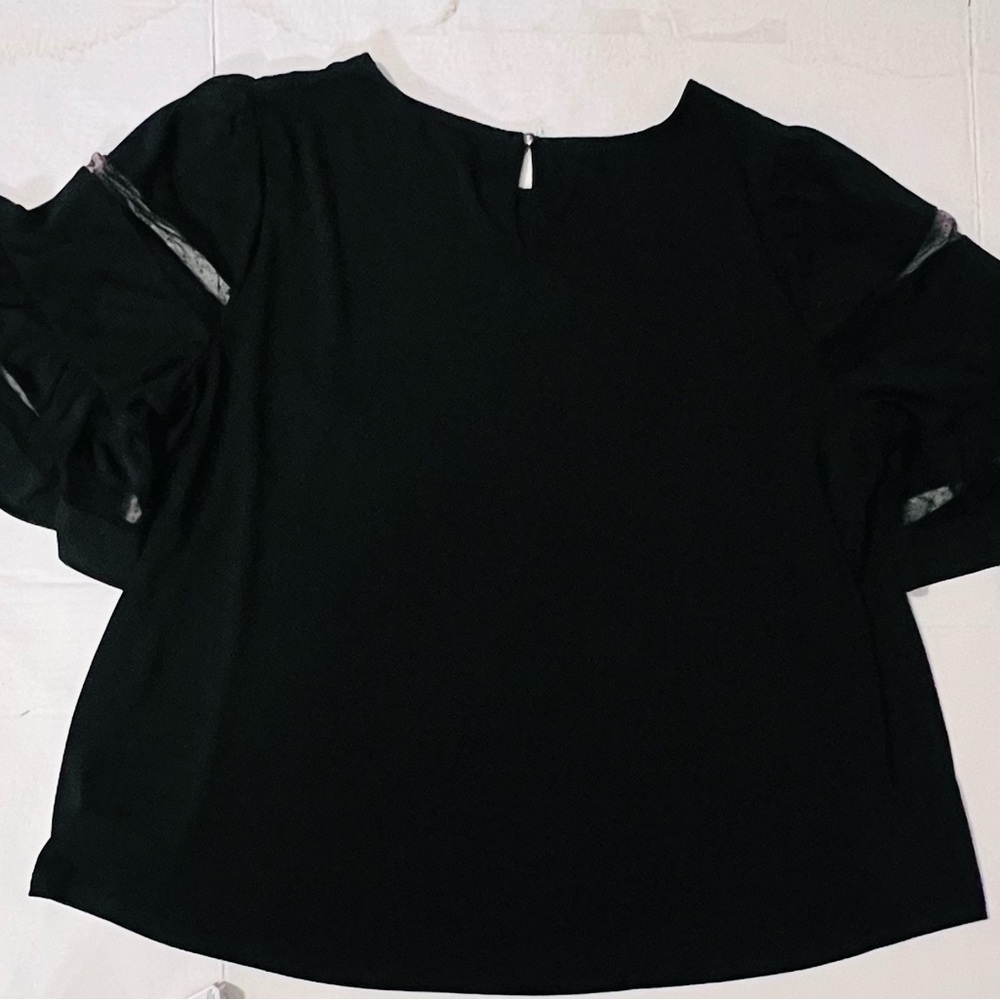 Adrianna Papell Black Flutter Sleeve Blouse – Size 1X
